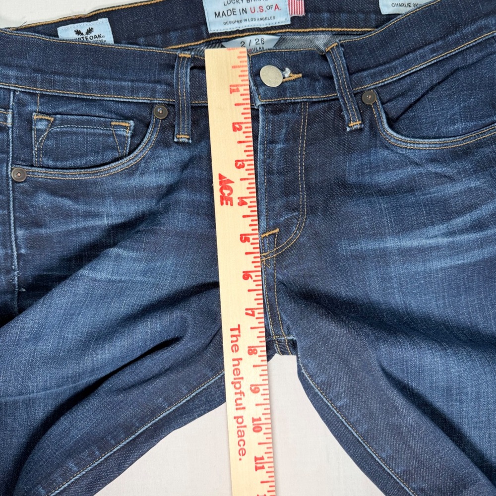 Lucky Brand Charlie Skinny Jeans Womens 2/26 White Oak Cone Denim USA Dark Wash - Picture 6 of 7